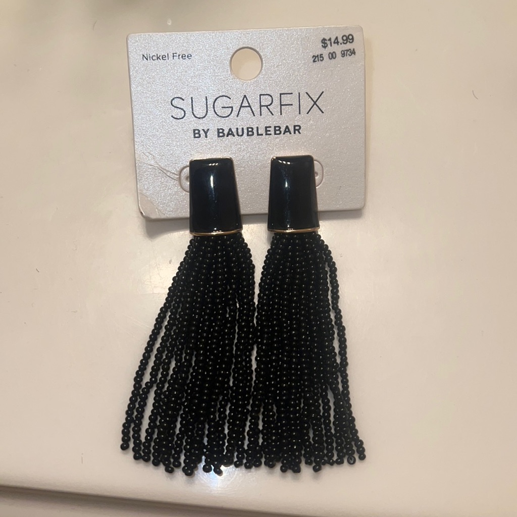 Sugarfix By Bauble Bar Black Beaded Tassle Earrings 7$
